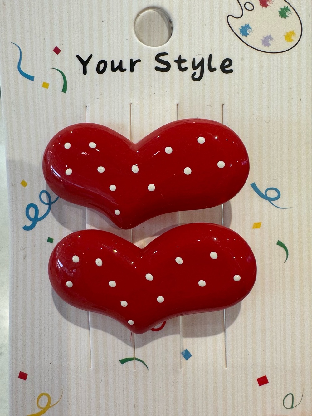 Cute Polka Dot Heart Hair Clips